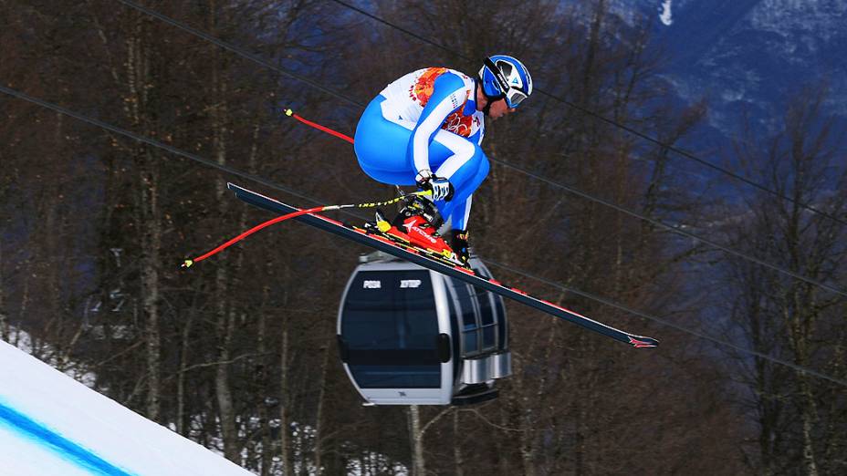 O italiano Werner Heel durante a competição de Downhill dos Jogos Olímpicos de Inverno de Sochi-2014