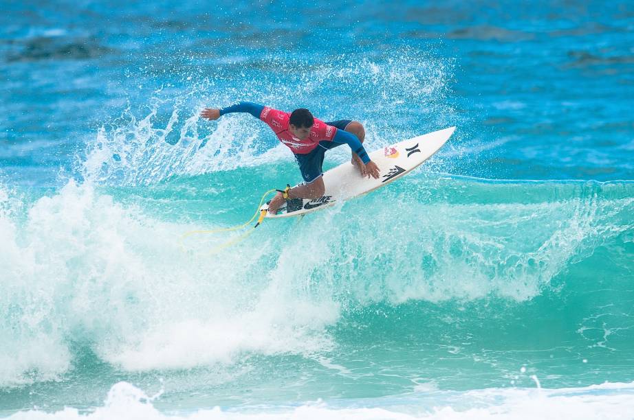 Surfista taitiano Michel Bourez no último dia do Billabong Pro Rio 2014