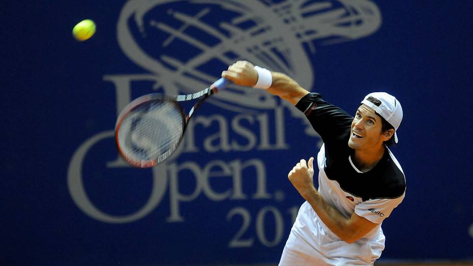 O alemão Tommy Haas em partida contra Paolo Lorenzi pela semifinais do Brasil Open 2014