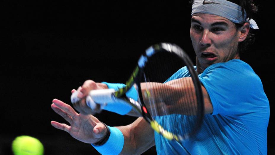 Rafael Nadal durante decisão contra Novak Djokovic, pela finais da ATP em Londres