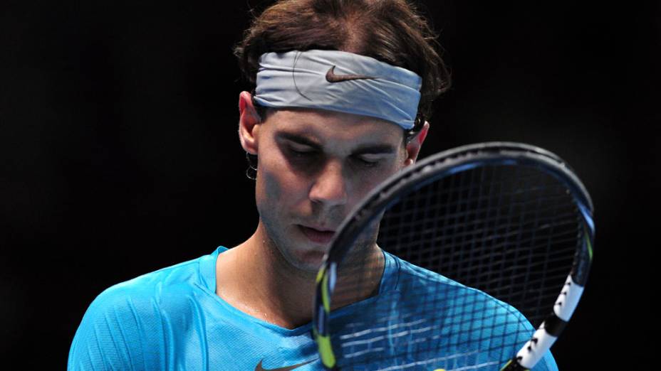 Rafael Nadal durante decisão contra Novak Djokovic, pela finais da ATP em Londres