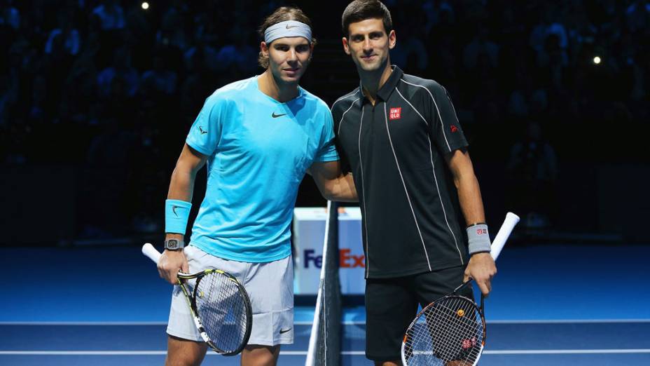 Rafael Nadal e Novak Djokovic, antes da decisão da finais da ATP em Londres