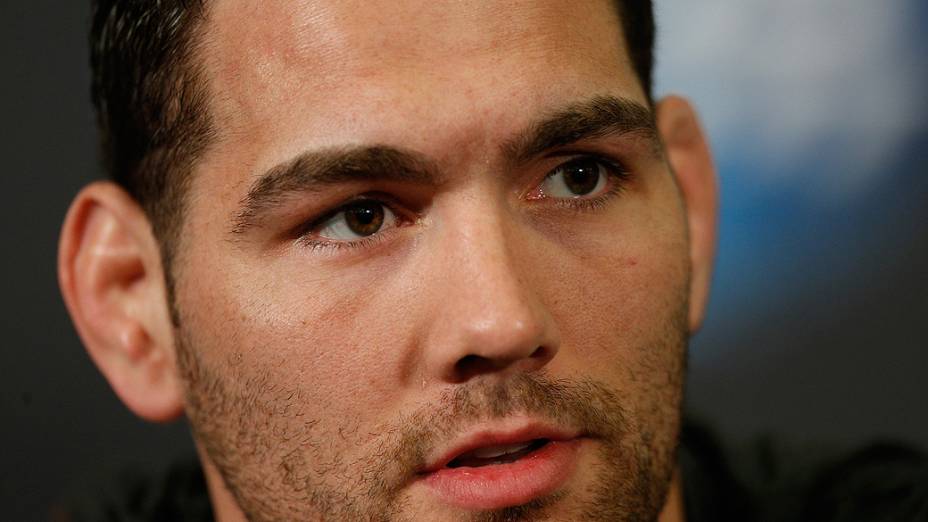 Chris Weidman durante entrevista coletiva do UFC 168 em Las Vegas