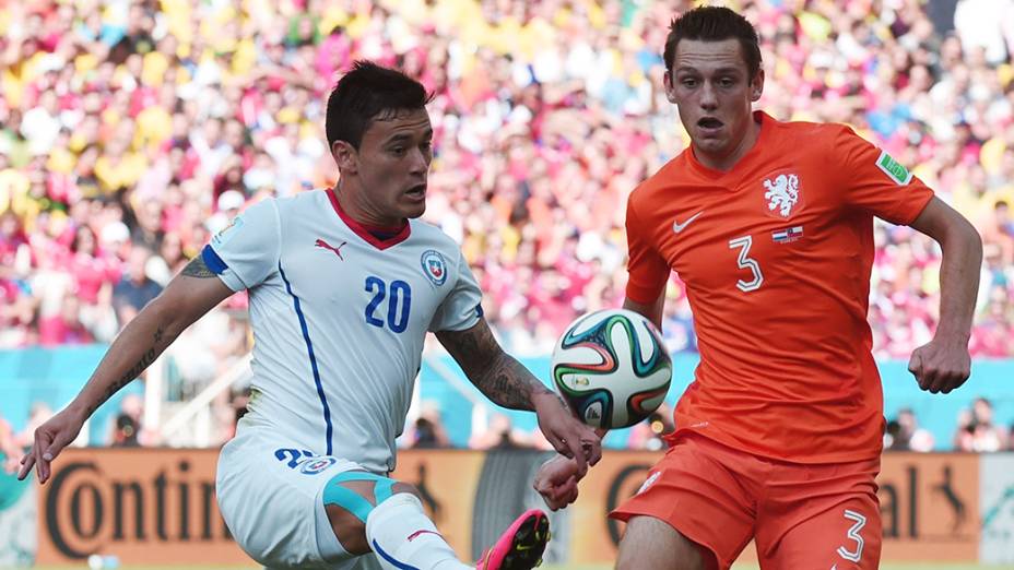 Lance no jogo entre Holanda e Chile no Itaquerão, em São Paulo