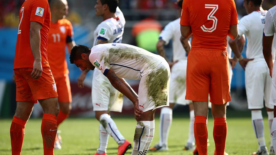 Lance no jogo entre Holanda e Chile no Itaquerão, em São Paulo