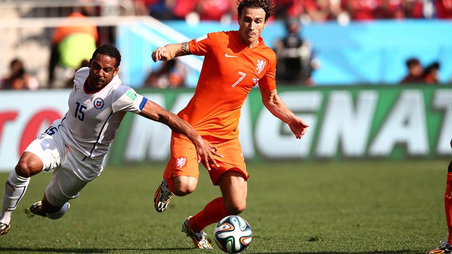 Lance no jogo entre Holanda e Chile no Itaquerão, em São Paulo