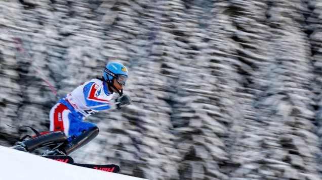 O japonês Naoki Yuasa durante torneio mundial de esqui masculino em Alta Badia, Itália