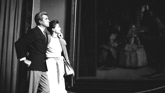 Esther Williams no museu Prado em Madri em 1961 com Fernando Lamas
