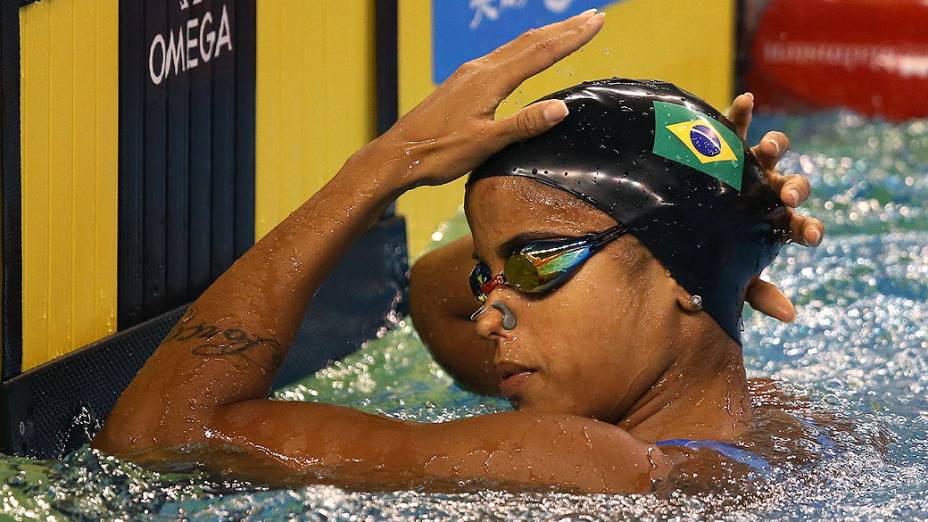 Etiene Medeiros durante o Campeonato Mundial FINA em Piscina Curta no Hamad Aquatic Centre. 06 de dezembro de 2014, Doha, Catar