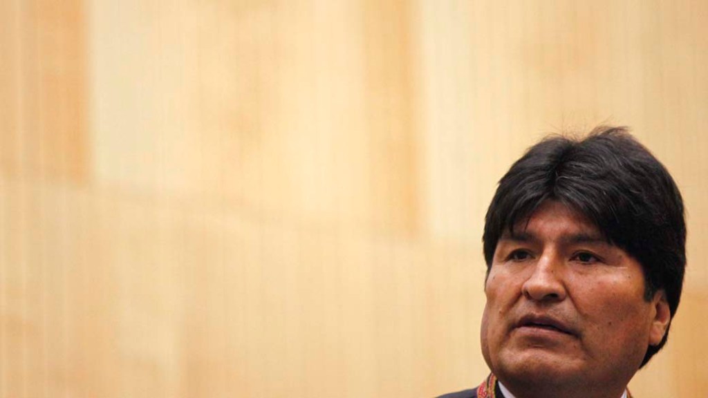 Evo Morales, presidente da Bolívia, durante discurso na Áustria