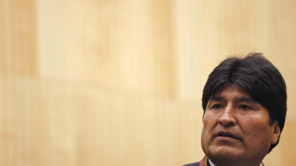 Evo Morales, presidente da Bolívia, durante discurso na Áustria
