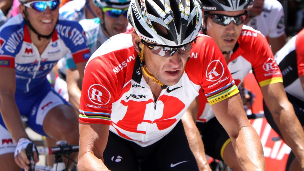 O ciclista americano Lance Armstrong na Volta da França de 2011. Após escândalo suas vitórias foram anuladas