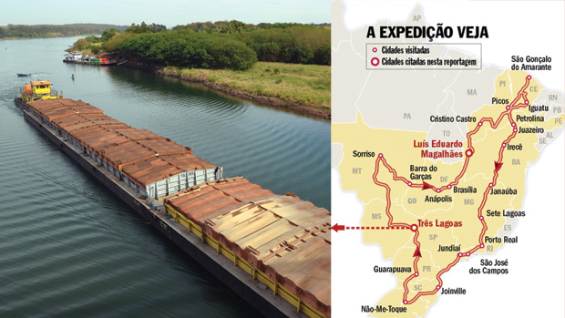 LIMPO E BARATO - Um único transporte de celulose por rio pode levar a carga de 140 carretas