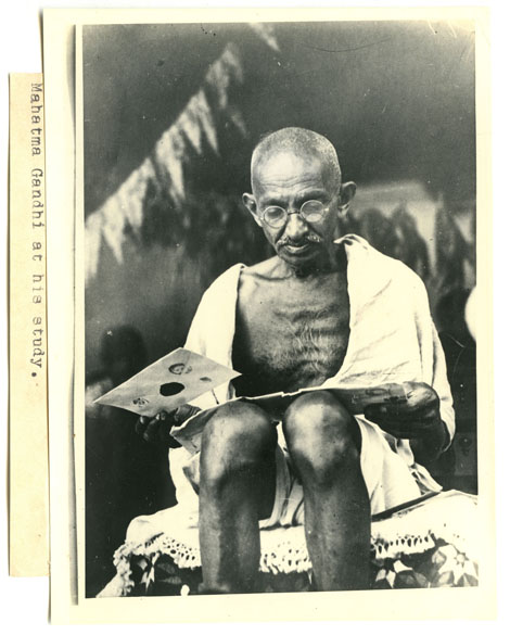 Mahatma Gandhi, na exposição sobre a Índia no CCBB, em São Paulo