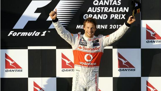 Jenson Button comemora vitória em Melboune, na Austrália