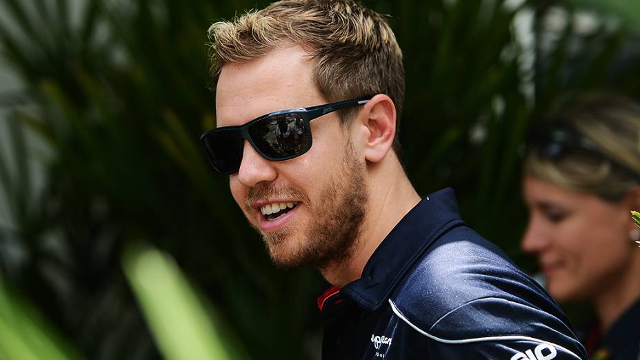 Sebastian Vettel chega ao circuito de Interlagos, em São Paulo