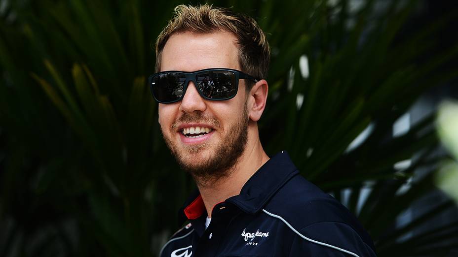 Sebastian Vettel chega ao circuito de Interlagos, em São Paulo