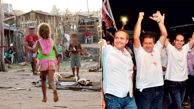SÓ POBREZA - Portelinha: favelados dependem da prefeitura de Remi (entre Renan, à esq., e Olavo Neto)
