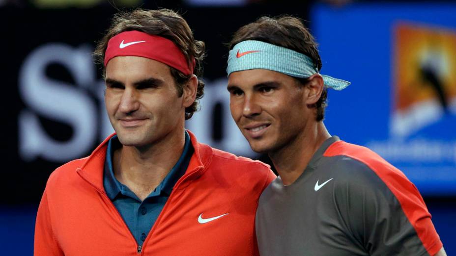 Federer e Nadal antes da semifinal do Aberto da Austrália, em Melbourne