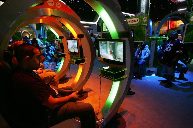 Exibição do Xbox 360, console da Microsoft que foi lançado em 2006