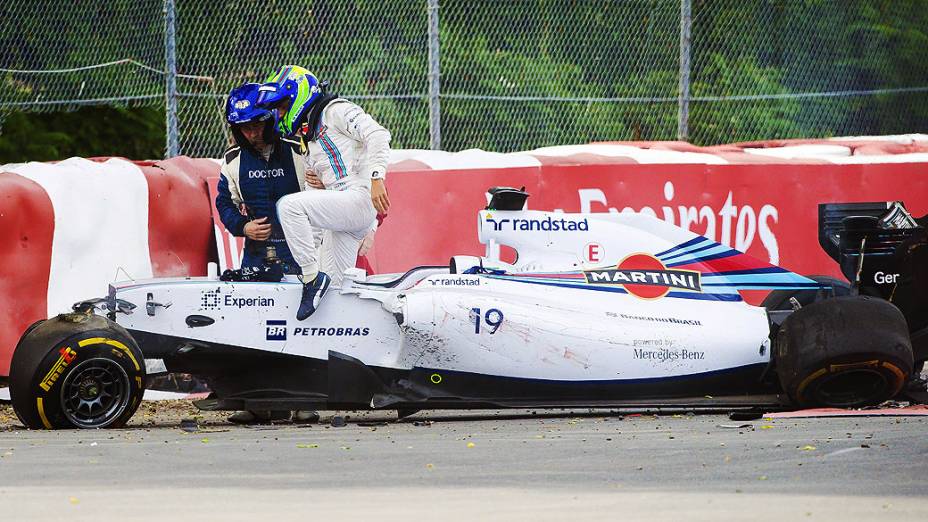 O brasileiro Felipe Massa bateu na última volta do GP do Canadá, em Montreal, neste domingo (08)