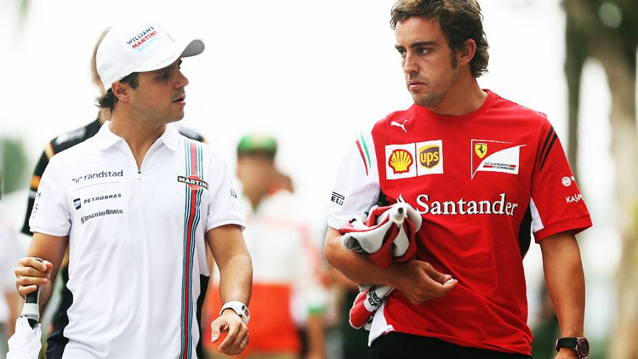 Felipe Massa (Williams) e Fernando Alonso (Ferrari) durante o Grande Prêmio da Malásia