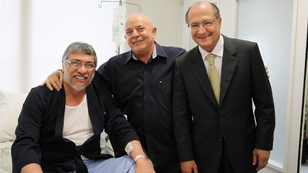 O presidente do Paraguai, Fernando Lugo, o ex-presidente Lula e o governador Geraldo Alckmin