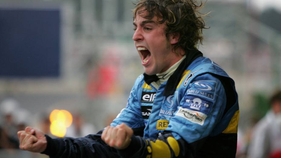 Fernando Alonso, piloto da Renault, terceiro lugar no GP Brasil de Fórmula 1 e Campeão Mundial de 2005, no autódromo de Interlagos