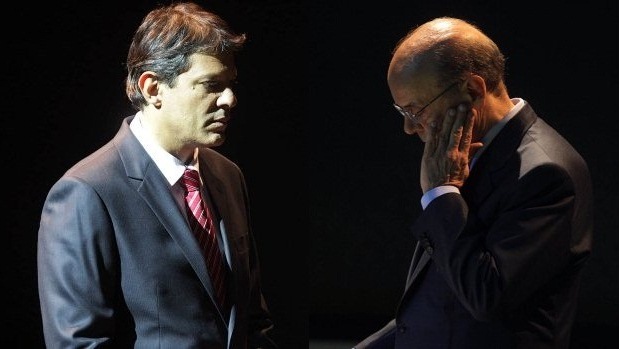 Fernando Haddad e José Serra: nervos à flor da pele