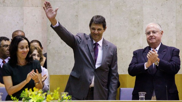 Posse do prefeito de São Paulo, Fernando Haddad na Câmara Municipal, na cidade de São Paulo (SP), nesta terça-feira (01)<br>  