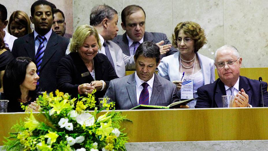 Posse do prefeito de São Paulo, Fernando Haddad na Câmara Municipal, na cidade de São Paulo (SP), nesta terça-feira (01)