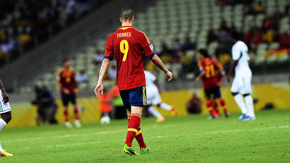 Jogador Fernando Torres, da Espanha, durante o jogo contra a Nigéria, pela Copa das Confederações, em Fortaleza