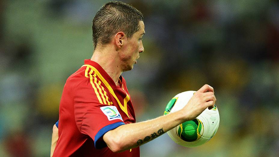 Jogador Fernando Torres, da Espanha, durante o jogo contra a Nigéria, pela Copa das Confederações, em Fortaleza