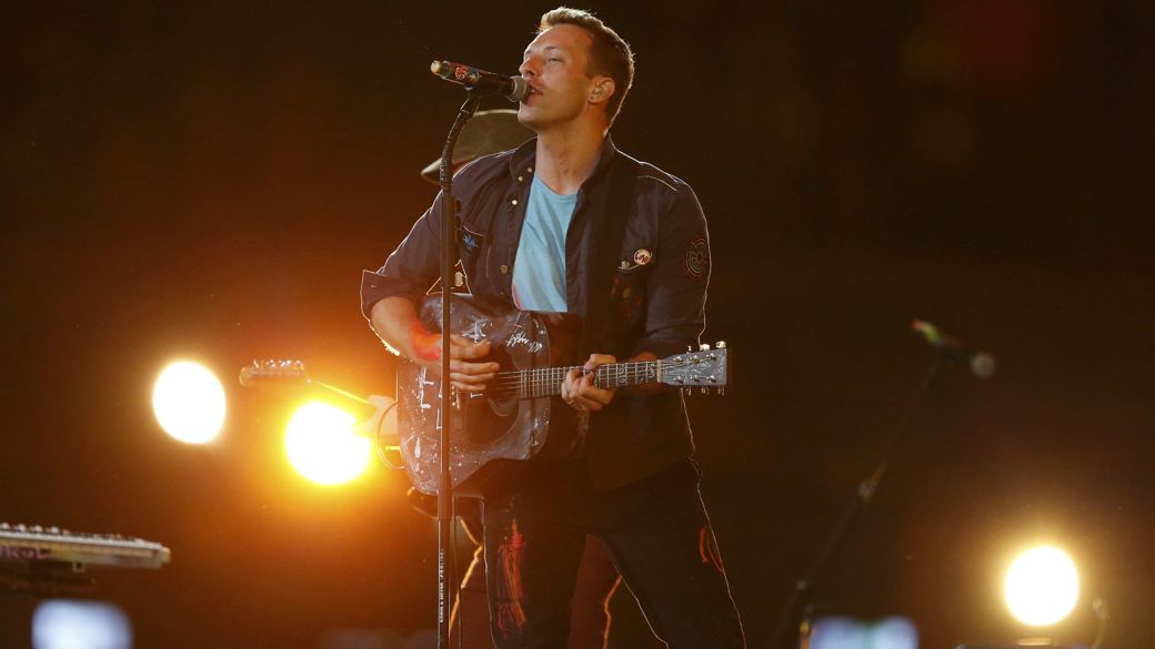 Chris Martin, do Coldplay, na festa de encerramento dos Jogos Paralímpicos de Londres-2012