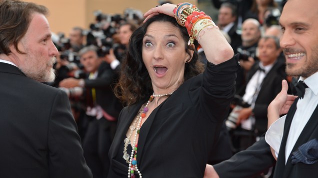 A atriz francesa Corinne Masiero no tapete vermelho do 65º Festival de Cannes, em 17/05/2012