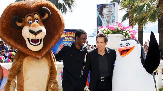 Chris Rock e Ben Stiller durante a apresentação da animação "Madagascar 3: Europes Most Wanted" no 65º Festival de Cannes