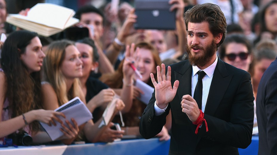O ator Andrew Garfield durante o 71º Festival de Veneza, na Itália