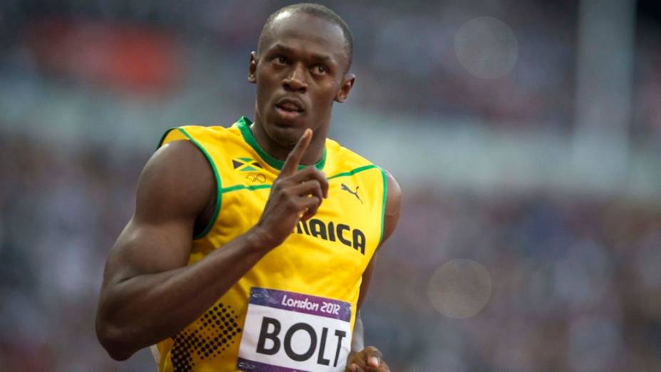 O jamaicano Usain Bolt nos 100 metros rasos em Londres-2012