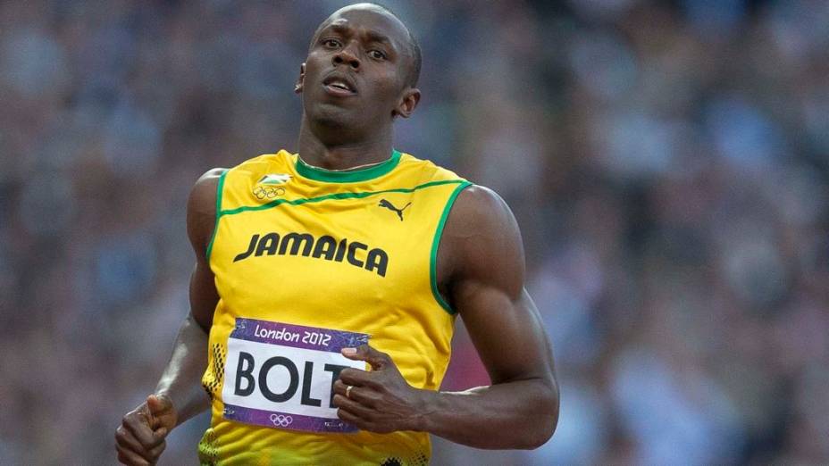 O jamaicano Usain Bolt nos 100 metros rasos em Londres-2012