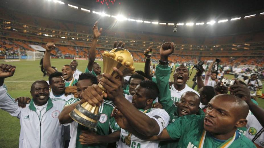 A Nigéria comemora a conquista da Copa Africana de Nações, no Estádio Soccer City, em Johannesburgo