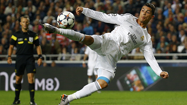 Cristiano Ronaldo na partida contra o Atlético de Madri