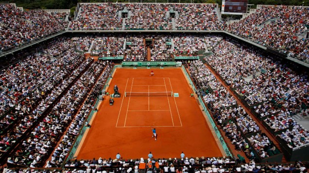 Visão geral do estádio em Paris durante a final de Roland Garros