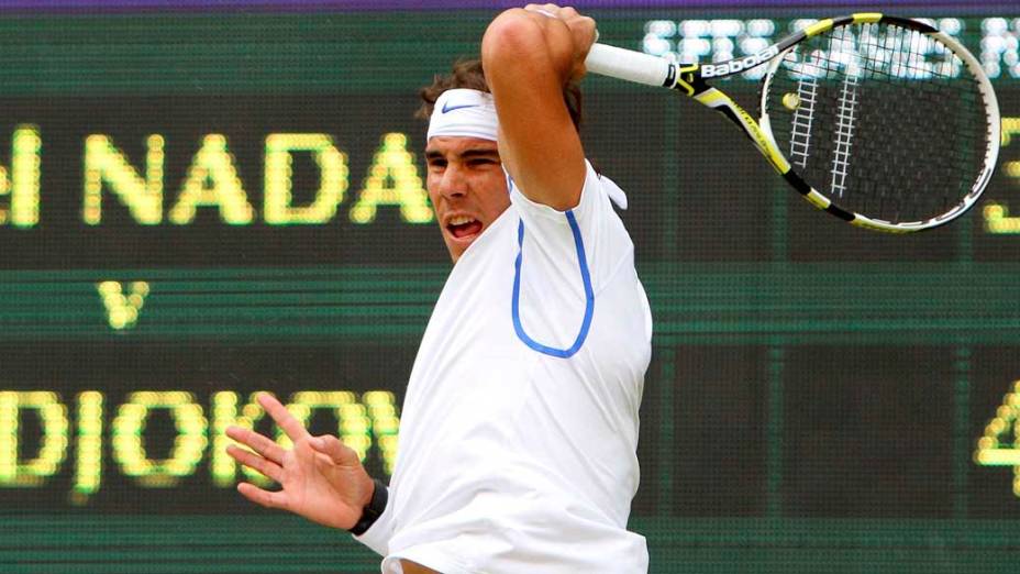 <!--StartFragment--><br><br> Rafael Nadal durante a partida final do torneio de tênis de Wimbledon contra Novak Djokovic, Londres<br><!--EndFragment-->