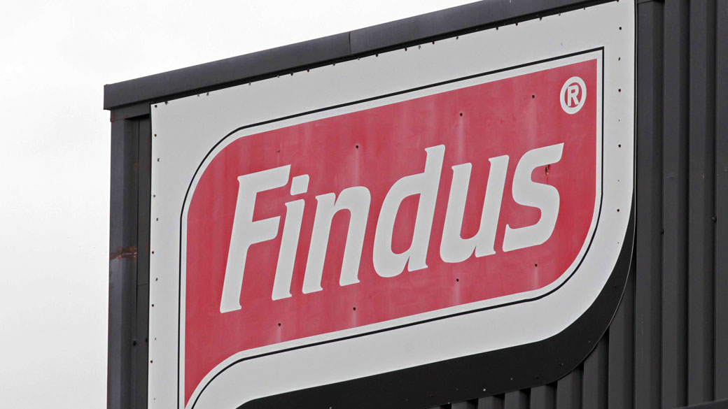Logotipo da fábrica de alimentos Findus, em Newcastle