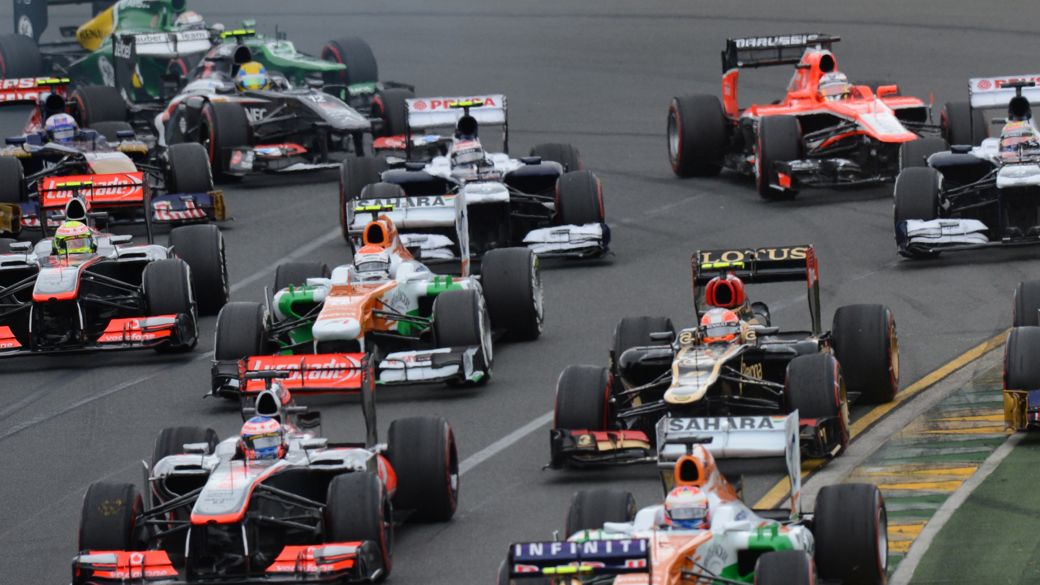 A largada do GP da Austrália de 2013: prova teve trocas na liderança