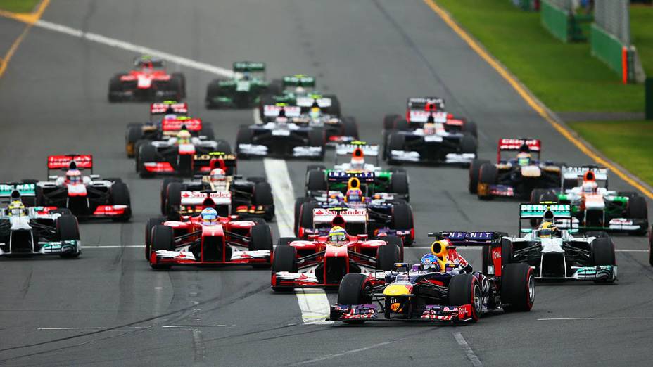 A largada do GP da Austrália de 2013: prova teve trocas na liderança