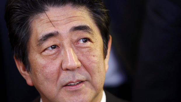 O primeiro-ministro do Japão, Shinzo Abe, no Fórum Econômico Mundial