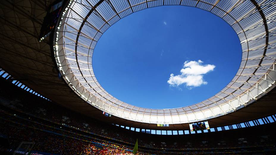 Estádio Nacional Mané Garrincha durante o jogo entre França e Nigéria, em Brasília