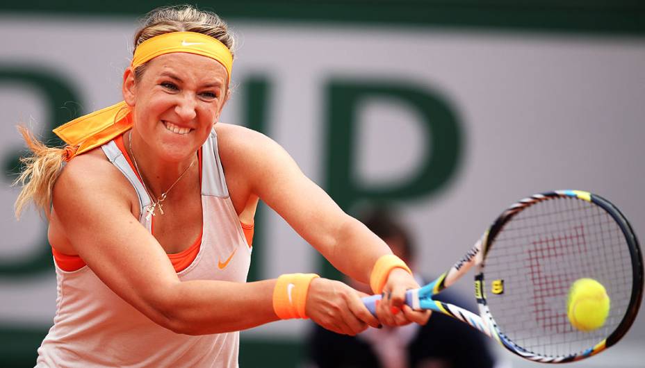  Victoria Azarenka durante semi-final contra Maria Sharapova pelo Aberto da França em Roland Garros