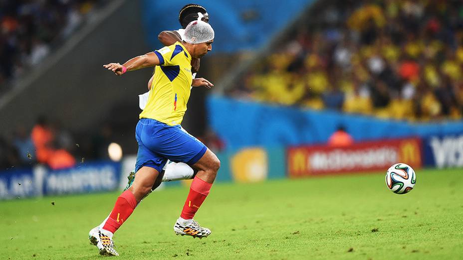 Lance no jogo entre Equador e França no Maracanã, no Rio